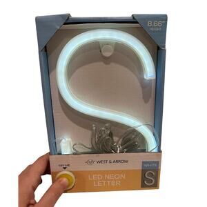 WEST & ARROW New White LED Neon Letter "S" 8.66 inches x 5.2 inches Open Box